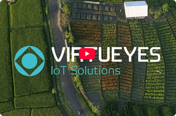 Aerial view of agricultural fields with VIRTUEYES IoT Solutions